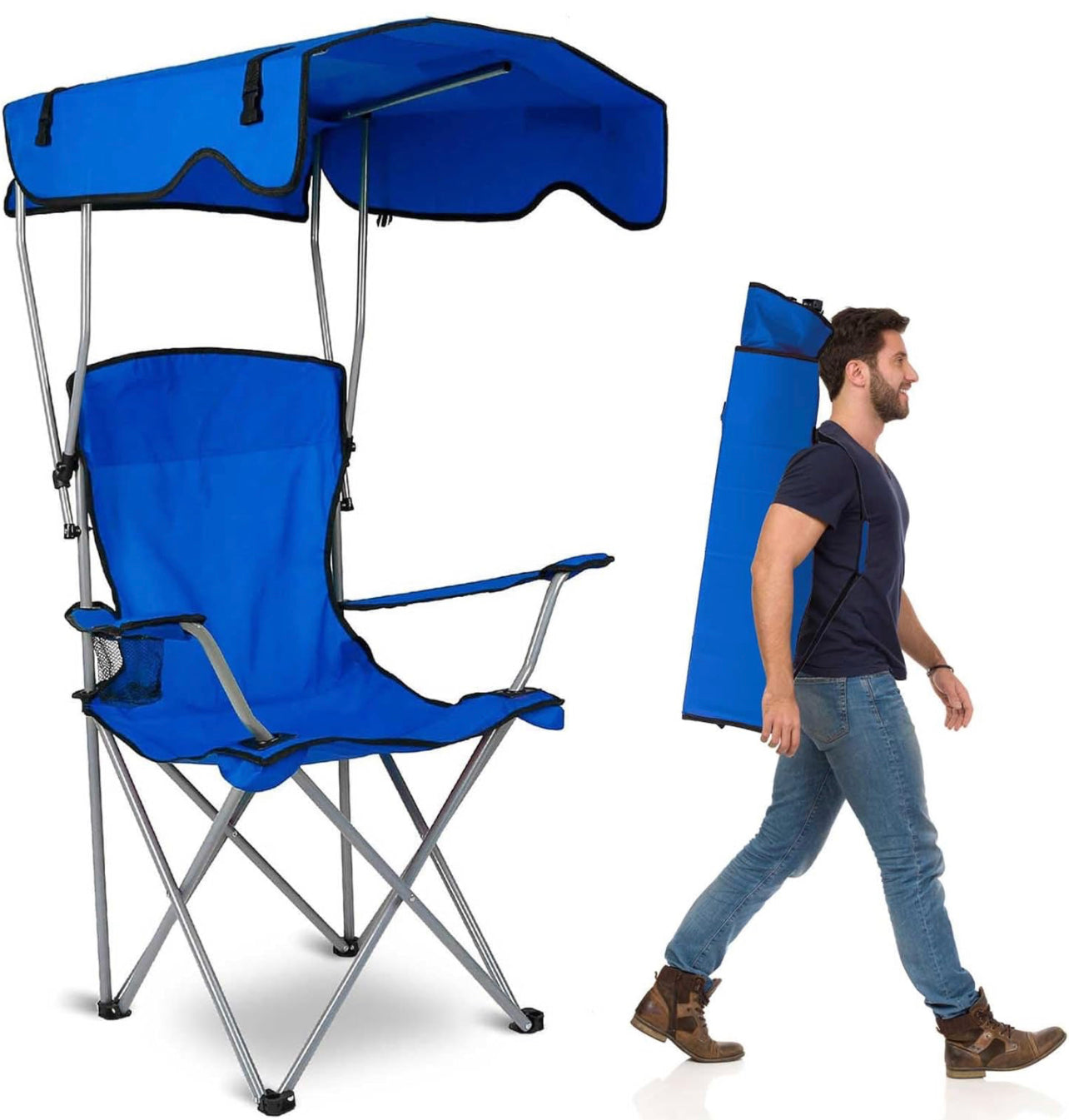 Folding Camping Chair with Shadow Sky, Portable Beach Outdoor Fishing –  Megamall Online Store