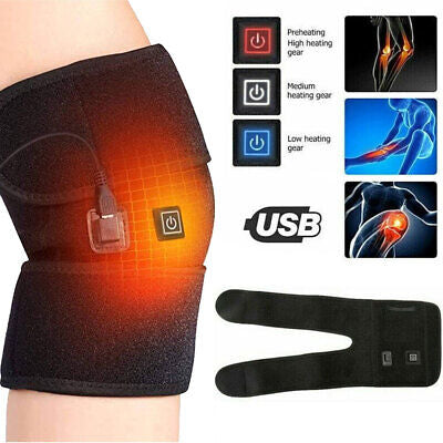 Electric Heated Knee Pad Brace Arthritis Pain Relief Warm Therapy