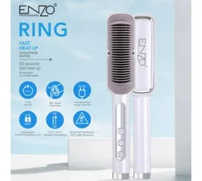 ENZO Negative Ion Straighten Hair Comb Brush Ceramic Smoothing Fast Heated Electric Hair Straightener Brush