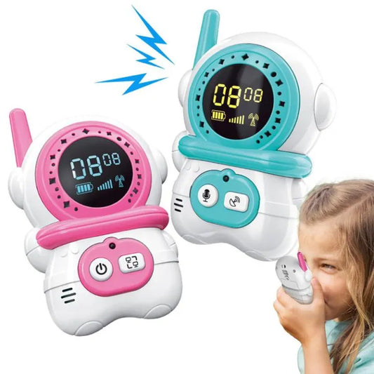 Walkie Talkies for Kids 2 PCS Cute Astronaut Walkie Talkies Long Range Walkie Talkie with Voice Change Function 3 Buttons Birthday Gift for 3-12 Year Old