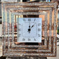 Crushed Diamond Mirrored Roman Clock Square 60cm Available In Gold or Silver