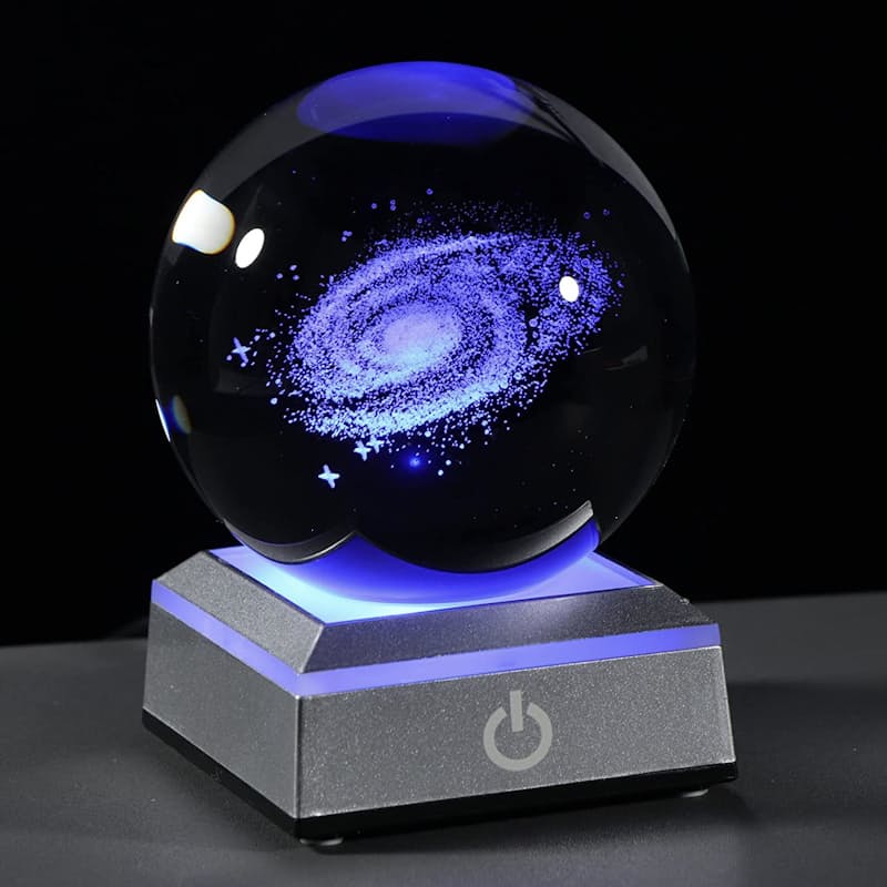 3D Solar System Crystal Ball With Light Up Base