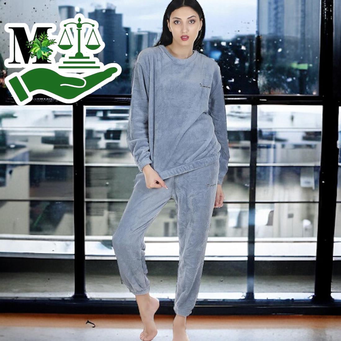 Women Fleece Pajamas Set Long Sleeve-Sizes M-XL / Colour Options