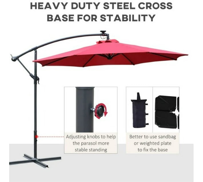 Black Friday Deal Outdoor Cantilever Umbrella Available In Red & Beige