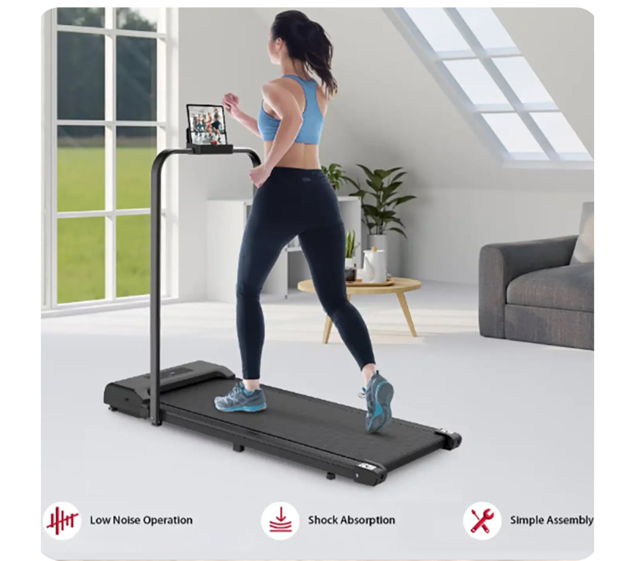 2-in-1 Fitness Foldable Electric Treadmill Space-Saving Machine Walking Running Pad