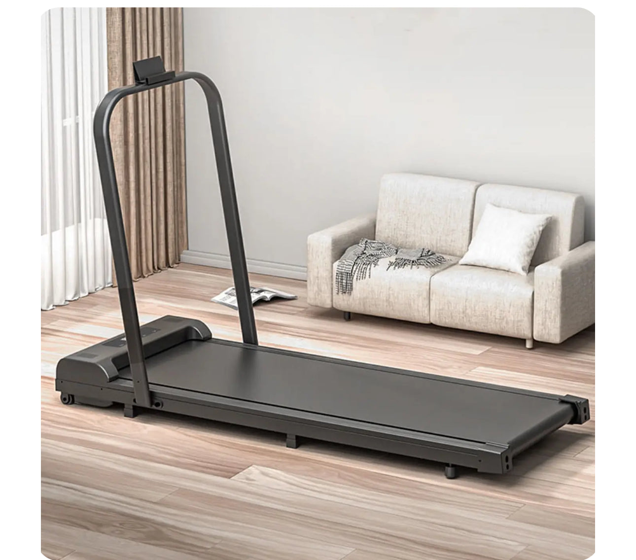 2-in-1 Fitness Foldable Electric Treadmill Space-Saving Machine Walking Running Pad