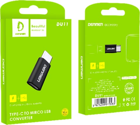 Denmen Adapters DU11 Type-C To Micro Converter Black