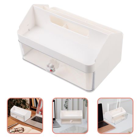 Plastic Desktop Multi-Purpose Stationery Organizer Single Drawer & Handle