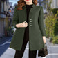 Women Autumn Winter Mid-length Woolen Coat Notched Collar Long Sleeve