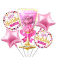 5 Set Happy Birthday Wine Glasses Foil Balloons Bouquet