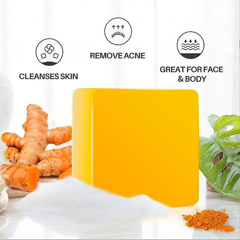 Turmeric Soap Face Cleansing Anti Acne Skin Brighten Remove Pimples Dark Spot Lightening Handmade Ginger Essential Oil Body Bath