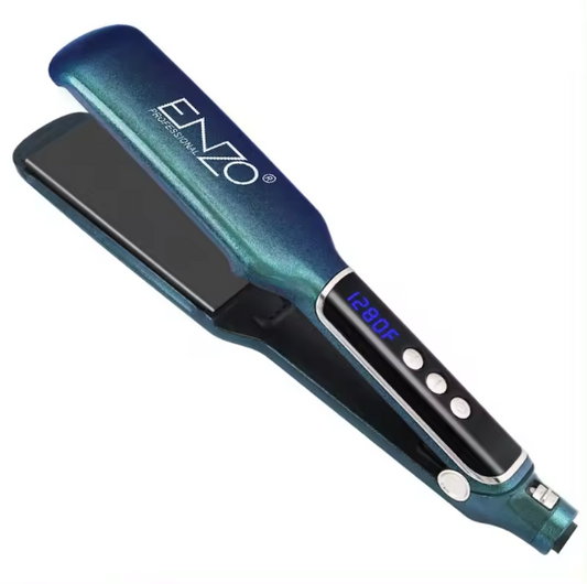 ENZO LCD Digital Gorgeous Peacock Blue Hair Straightener For Salon