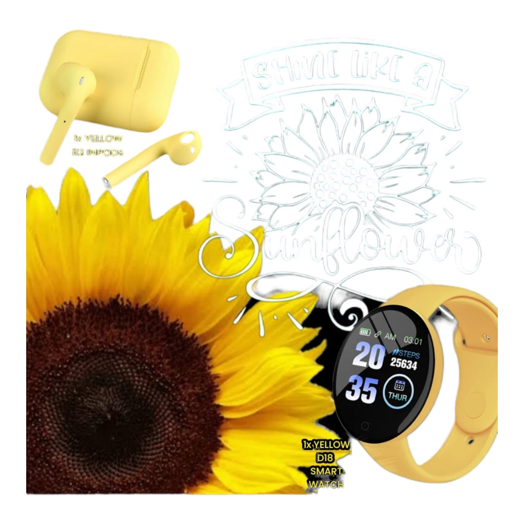 Springtime Combo Smart Watch & Earphones Yellow Only