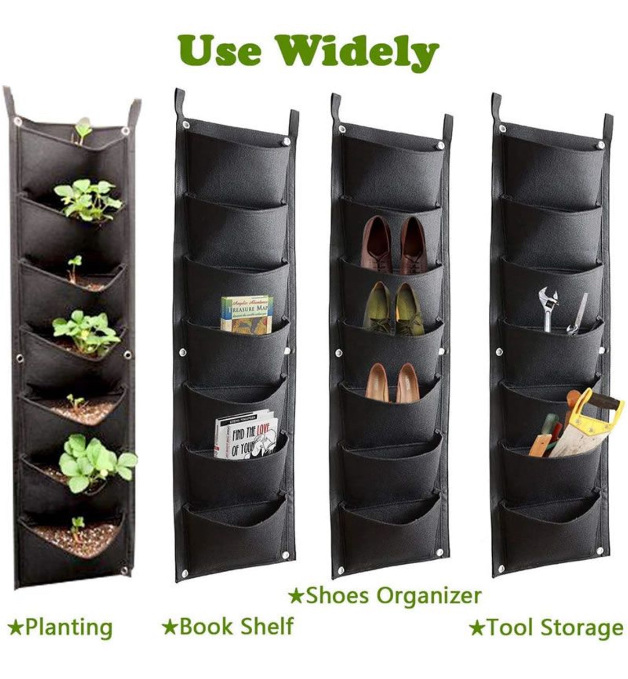 Vertical Hanging Garden Planter with 7 Pockets Waterproof Wall Mount Flower Pot Grow Bag Container Indoor Outdoor