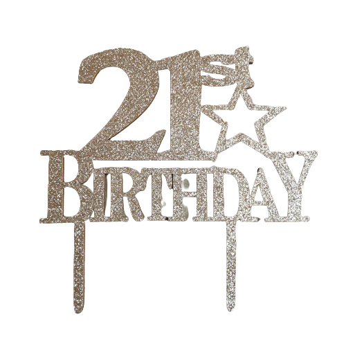 21st birthday wooden cake topper