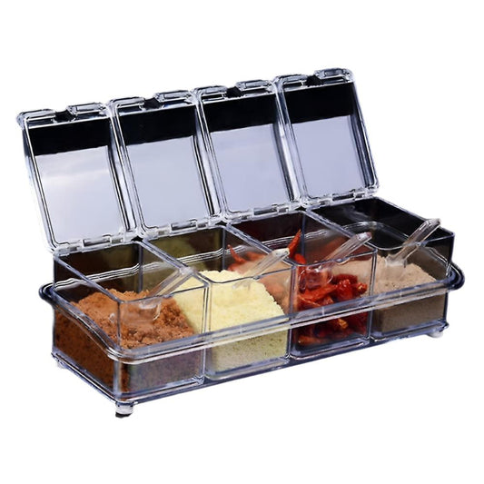 4 Piece Transparent Seasoning Rack Spice Pots