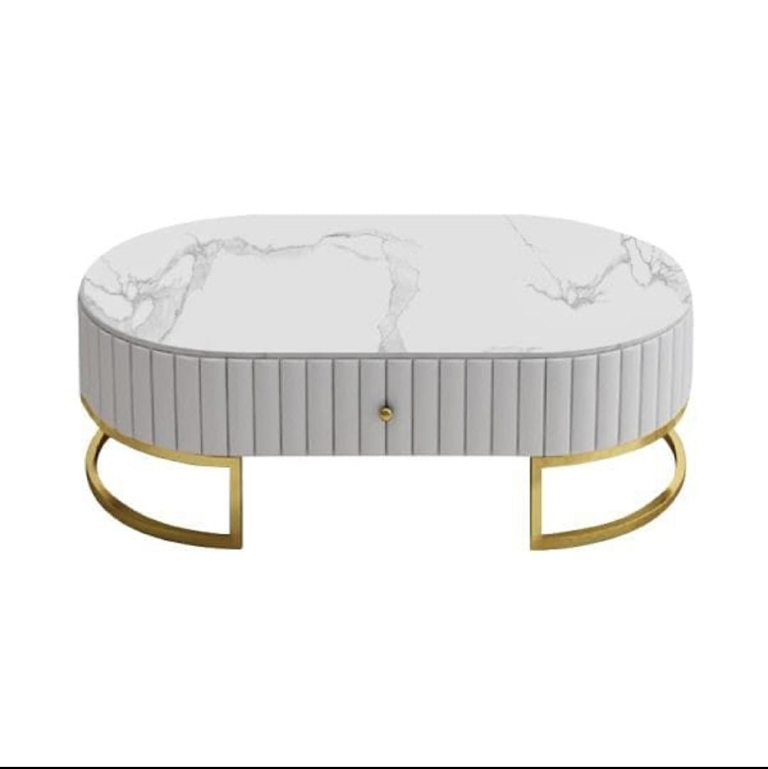 Marble Top, Stainless Steel Leg Modern Coffee Table