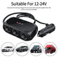 Universal Car Cigarette Lighter Socket 3 Way Power Adapter 120W LED Splitter Dual USB Charger