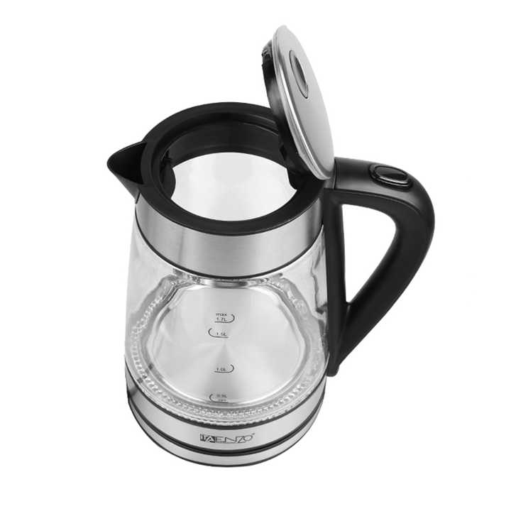 ENZO Glass & Stainless Steel Blue 1.7L Electric LED Kettle