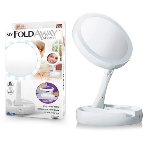 LED sensor portable handheld folding mirror