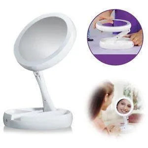 LED sensor portable handheld folding mirror