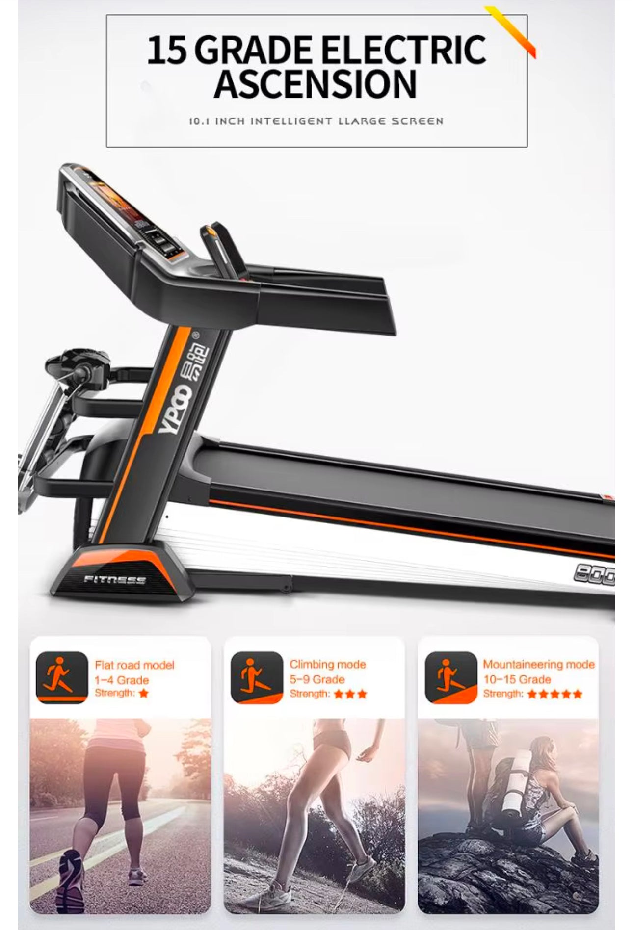 PRO-SPORTZ 8008 (F88)Digital Treadmill Exercise Fitness Machine 150KG Semi Commercial Treadmill With Kinomaps, Swift & Yfit Apps. 7” TFT Screen & Bluetooth.