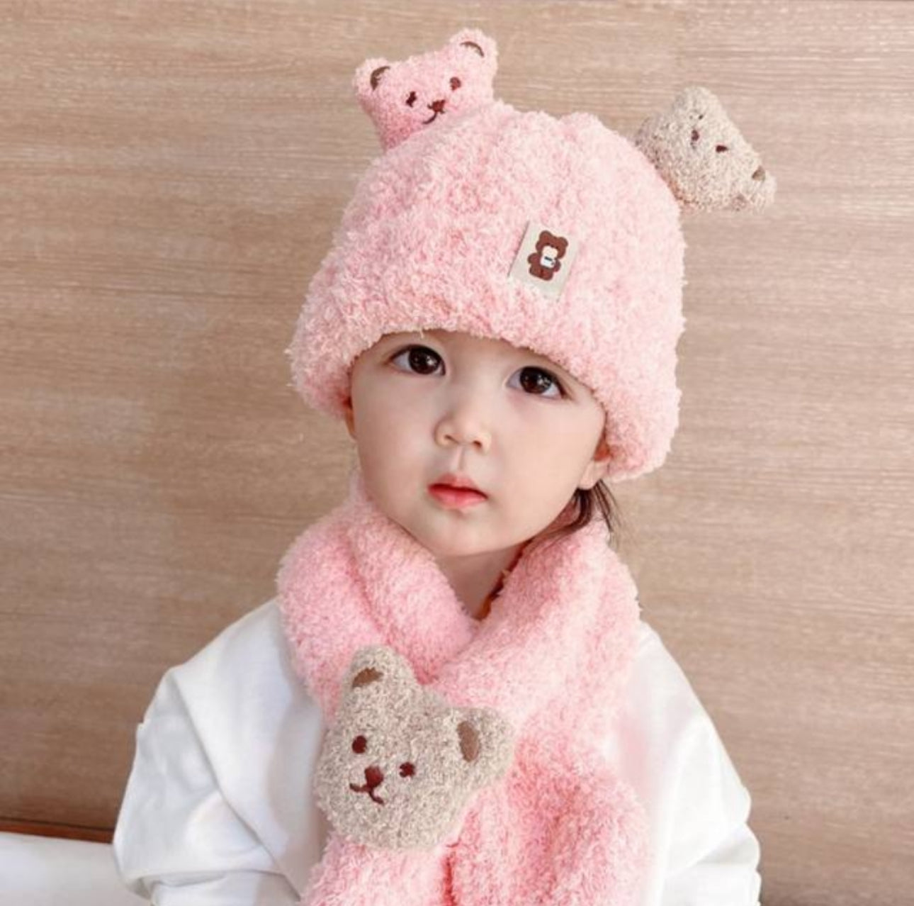 Kids' Hat And Scarf Set, Thick Warm Plush Cap For Baby Boys And Girls, Autumn And Winter