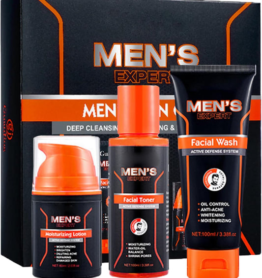 Mens Gifts Skin Care Sets & Kits - 3PCS Mens Skincare - Teenage Boy Gifts with Cleanser-Toner-Lotion - Gifts for Boyfriends Moisturzing Oil Control Christmas Gifts for Him - Travel Gifts for Dad