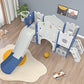 Kids Slide with Climber, Basketball Hoop, Tunnel and Storage Space, Outdoor Indoor Slide Playset for Toddlers Age 1-12