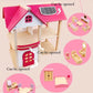 Kids Wooden Doll House with Doll Room Furniture Toys