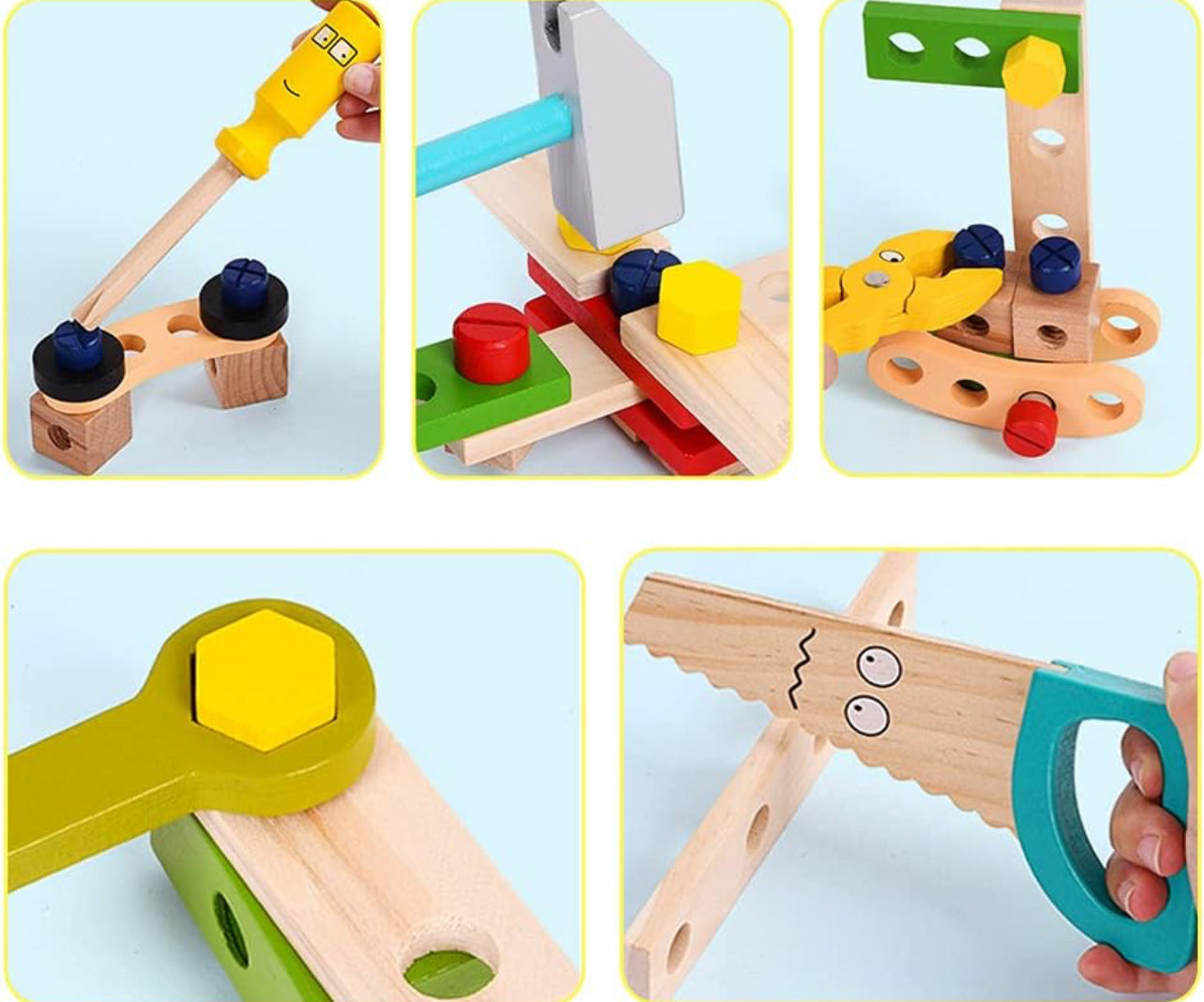 Wooden Realistic Play Set with Box Case and Tool Accessories Included Colourful and Fun Design for Children-37pc Set