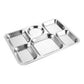 Stainless Steel Divided Dinner Tray Lunch Container Food Plate for School Canteen 6 Section