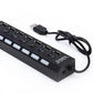 7-Ports LED USB Hub Splitter On/off Switch Adapter