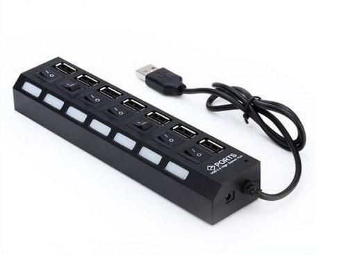 7-Ports LED USB Hub Splitter On/off Switch Adapter