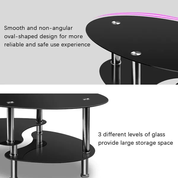 3-Tier Coffee Table – Oval