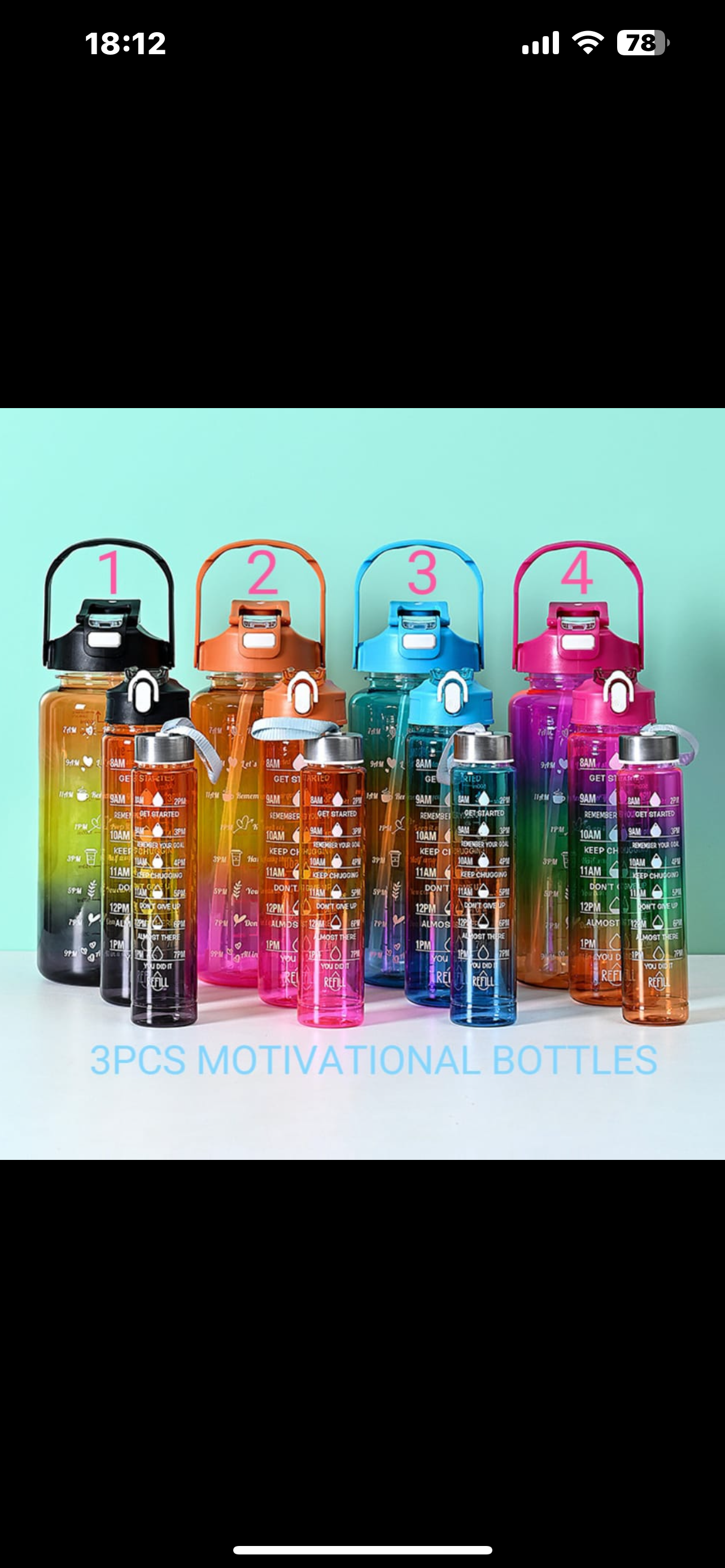 Water Bottle Motivational 3pc-Various Colour Options