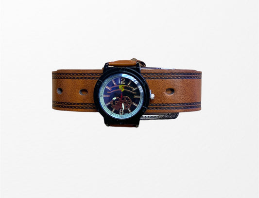 Gift Set Men's Brown Belt & Watch