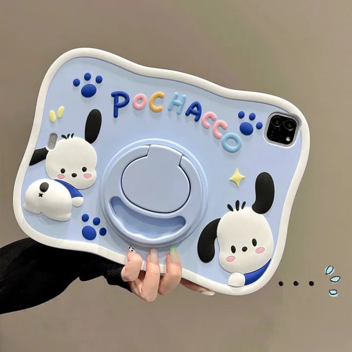 Pochacco Cartoon Silica Gel Soft 360°Rotating Bracket Tablet Case