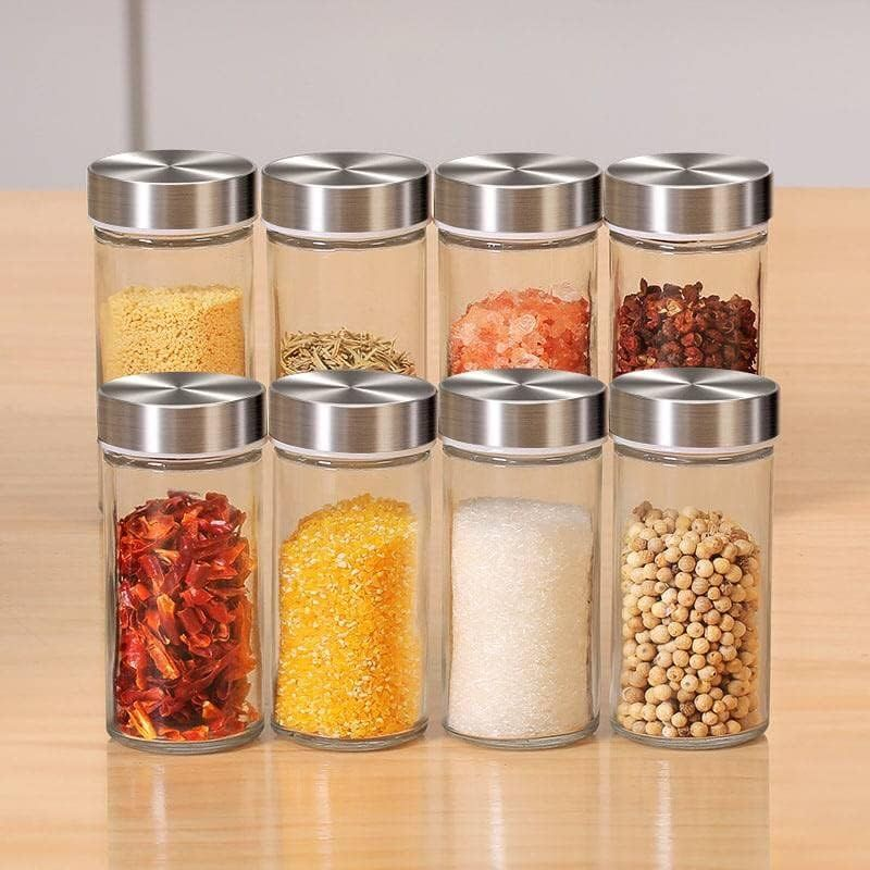 Wooden Square Spice Rack Jars Rotating Countertop Spice Organizer 12 Jars