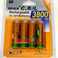 AA Ni-MH Rechargeable Batteries 3800 mAh Pack of 4