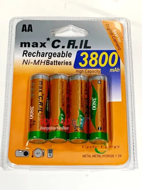 AA Ni-MH Rechargeable Batteries 3800 mAh Pack of 4