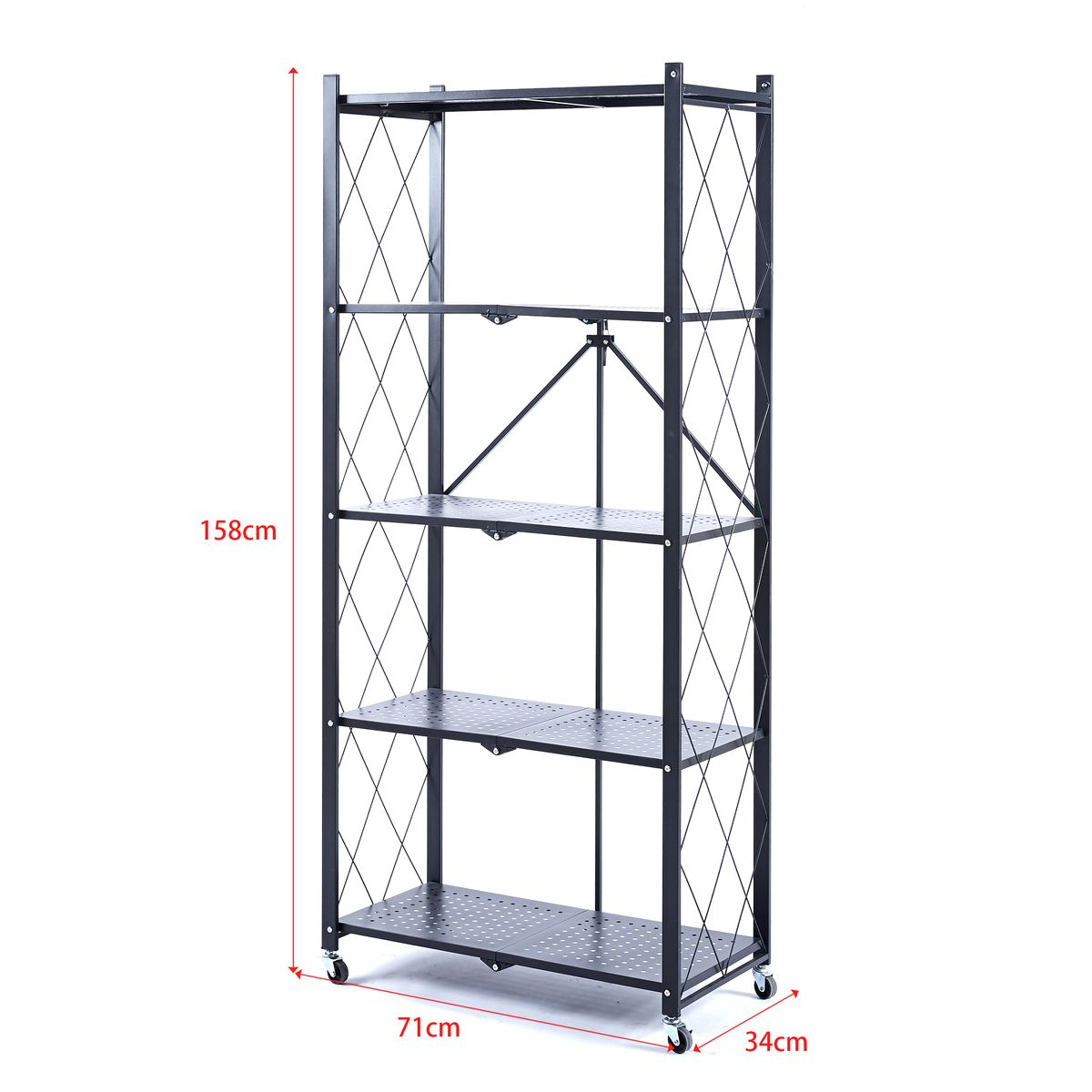 5 Tier Folding Storage Organizing Rack with Wheels