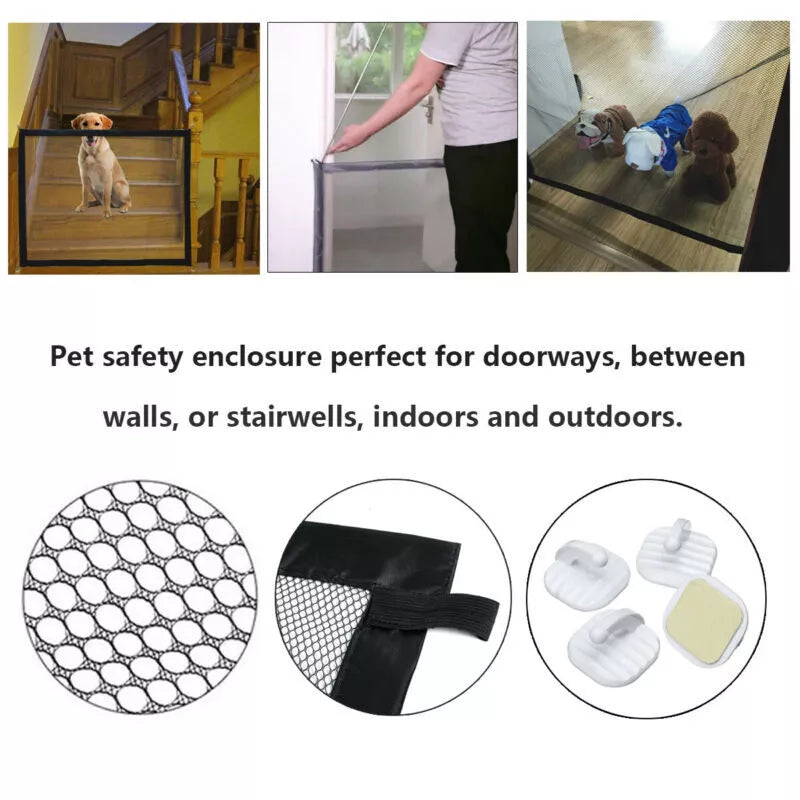 Magic Gate Pet Dog Safety Mesh Gate Portable Folding Enclosure Install Anywhere Keep Distance for Your Pets from Kitchen and Outdoor