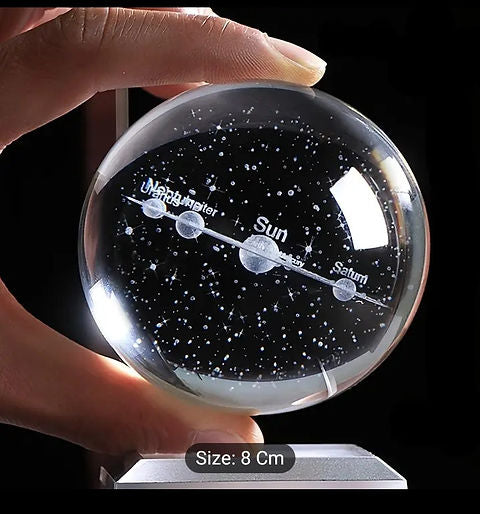 3D Solar System Crystal Ball With Light Up Base