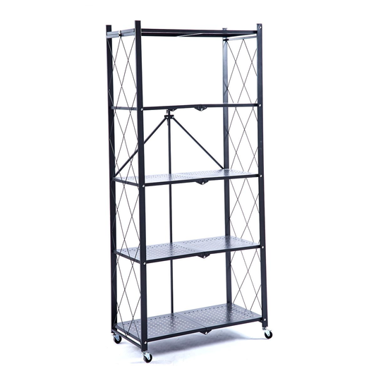 5 Tier Folding Storage Organizing Rack with Wheels