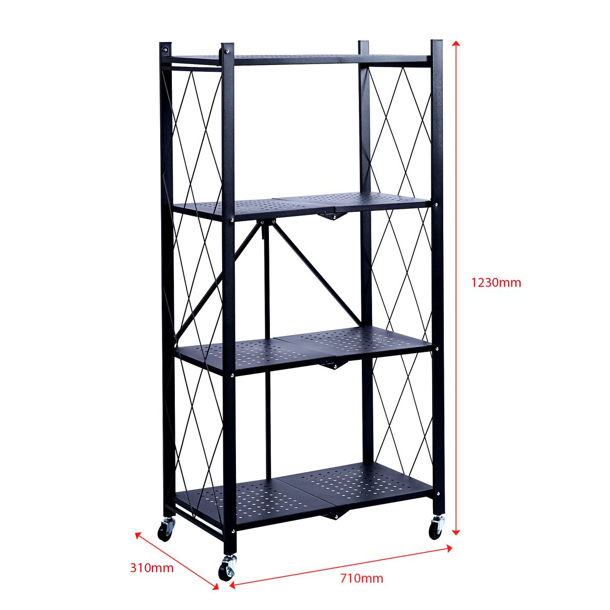 4 Tier Folding Storage Organizing Rack with Wheels