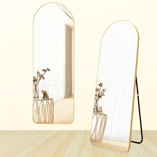 Arch Aluminum Alloy Full Length Mirror Full View In Gold or Black