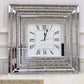 Crushed Diamond Mirrored Roman Clock Square 60cm Available In Gold or Silver