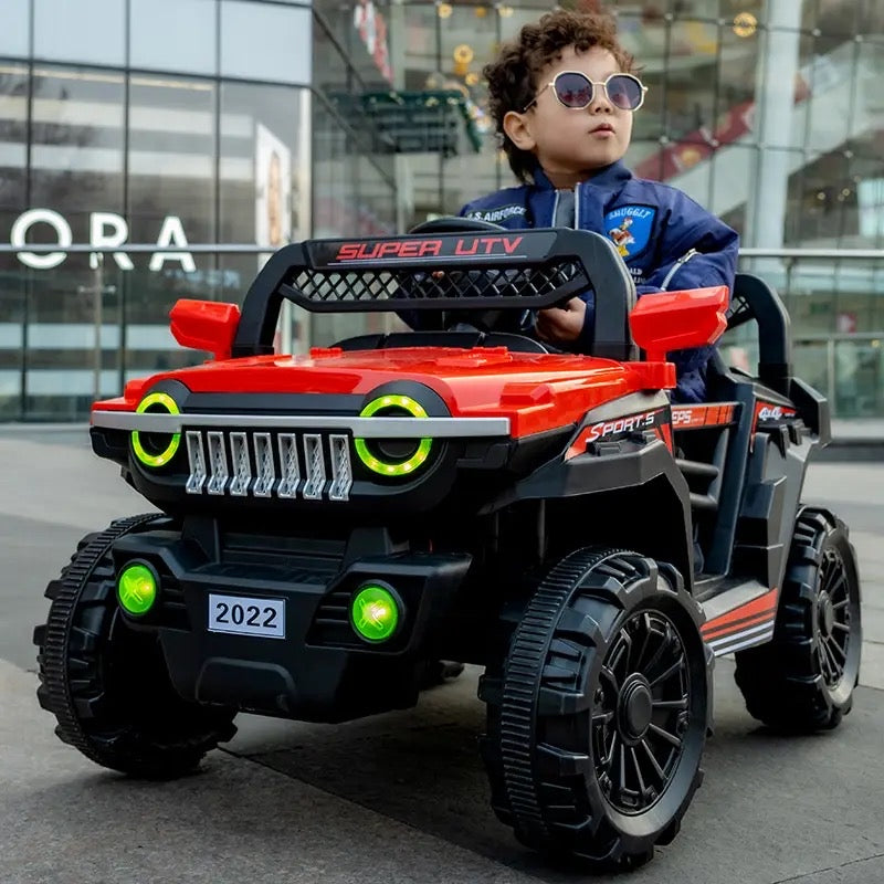 12V Large Battery Children's Four-Wheel Off-Road Vehicle 4WD Remote Control Swing Rechargable Toy Ride On Car With Leather Seat