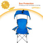 Folding Camping Chair with Shadow Sky, Portable Beach Outdoor Fishing Aluminum with Sun Protection and Carry Bag, Garden Chair for Beach, Pool, Garden, Blue (Color : Blue) XL